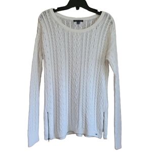 American Eagle Outfitters Off-white Crochet Knit Sweater Size Medium